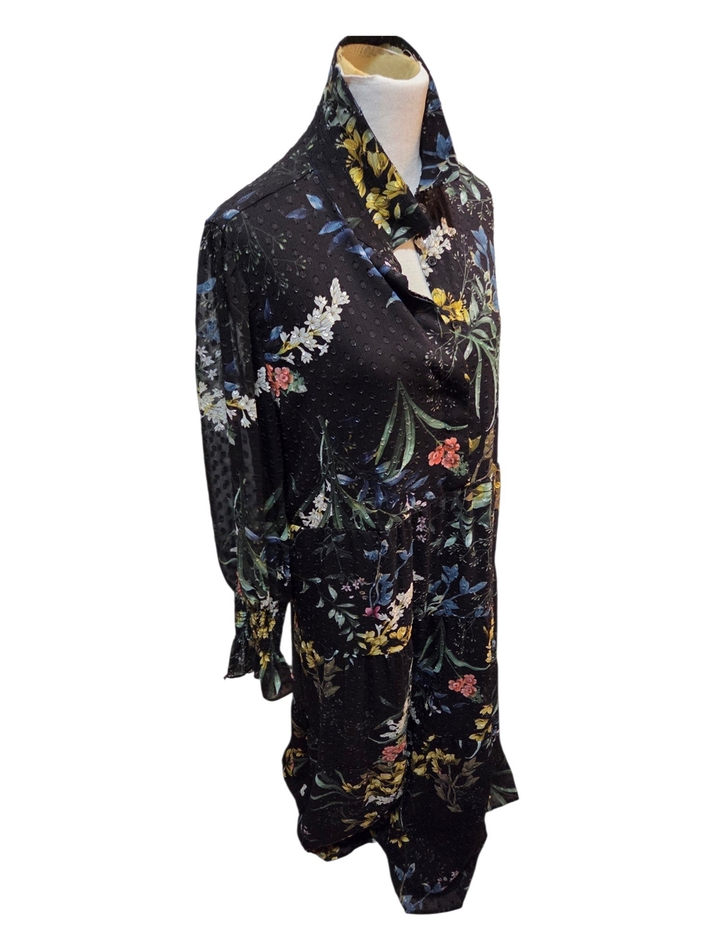 Chico's Black Floral Midi Dress